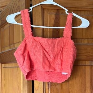 American Eagle Outfitters Pink Fitted Crop Tank Top